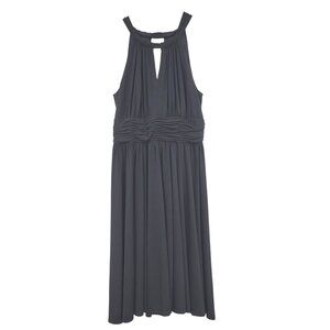 White House Black Market Womens Black Dress Sz 4 Sleeveless Ruched Waist Halter